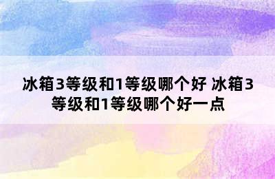 冰箱3等级和1等级哪个好 冰箱3等级和1等级哪个好一点